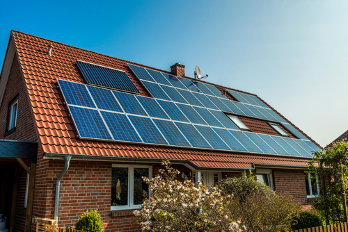 Solar panels on a rooftop