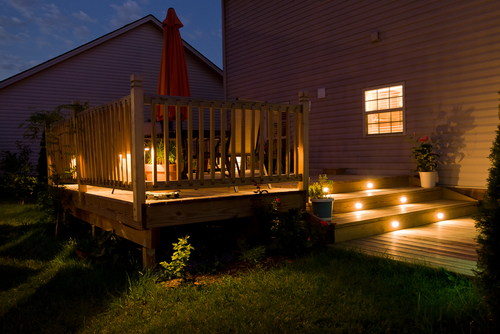 an example of lights installed in a deck